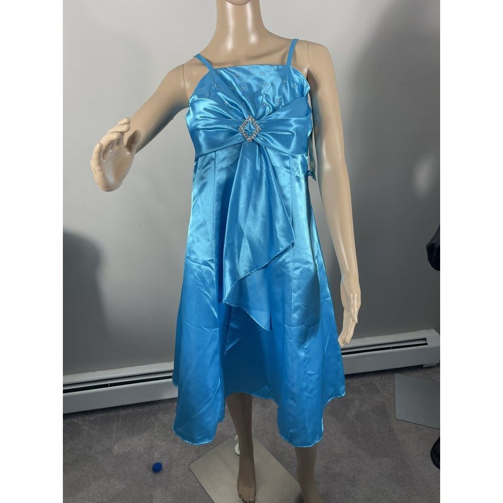 Sophia Young girls Blue formal gown Shawl And Rhinestone‎ dress sz 8 NWT